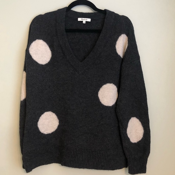 Madewell Sweaters - Madewell Polka Dot V-neck Sweater, Size M